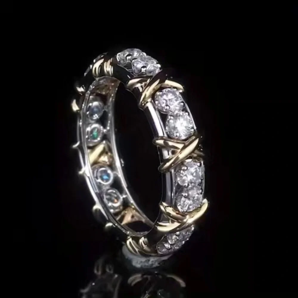 New/18k Gold Plated & Moissanite Ring Size 8